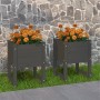 Jardinera 2 unidades madera maciza de pino gris 40x40x52,5 cm en Macetas y jardineras | Comprar online en Foru.es