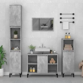 Armario de lavabo madera contrachapada gris hormigón 80x33x60cm de vidaXL, Tocadores de baño - Ref: Foro24-821296, Precio: 68...