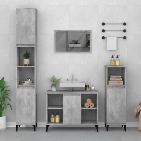 Armario de lavabo madera contrachapada gris hormigón 80x33x60cm de vidaXL, Tocadores de baño - Ref: Foro24-821296, Precio: 68...