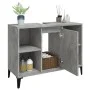 Armario de lavabo madera contrachapada gris hormigón 80x33x60cm de vidaXL, Tocadores de baño - Ref: Foro24-821296, Precio: 68...