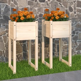 Jardinera 2 unidades madera maciza de pino 40x40x81 cm en Macetas y jardineras | Comprar online en Foru.es