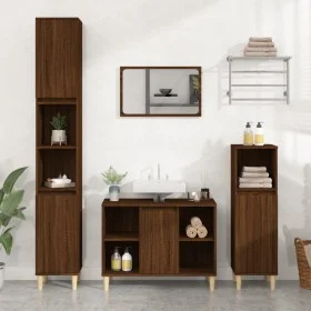 Armario de lavabo madera contrachapada roble marrón 80x33x60 cm de vidaXL, Tocadores de baño - Ref: Foro24-821291, Precio: 57...