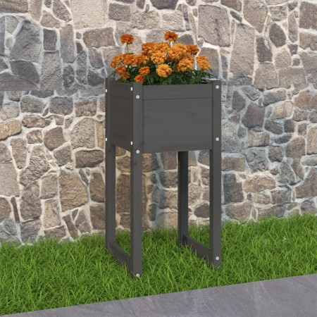 Jardinera de madera maciza de pino gris 40x40x81 cm en Macetas y jardineras | Comprar online en Foru.es