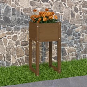 Jardinera madera maciza de pino marrón miel 40x40x81 cm en Macetas y jardineras | Comprar online en Foru.es