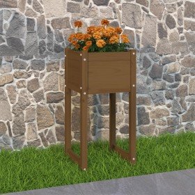 Jardinera madera maciza de pino marrón miel 40x40x81 cm en Macetas y jardineras | Comprar online en Foru.es