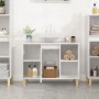 Armario de lavabo madera contrachapada blanco brillo 80x33x60cm de vidaXL, Tocadores de baño - Ref: Foro24-821286, Precio: 76...