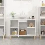 Armario de lavabo madera contrachapada blanco brillo 80x33x60cm de vidaXL, Tocadores de baño - Ref: Foro24-821286, Precio: 75...