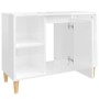 Armario de lavabo madera contrachapada blanco brillo 80x33x60cm de vidaXL, Tocadores de baño - Ref: Foro24-821286, Precio: 76...