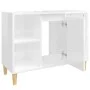 Armario de lavabo madera contrachapada blanco brillo 80x33x60cm de vidaXL, Tocadores de baño - Ref: Foro24-821286, Precio: 75...