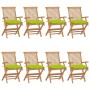 Sillas de jardín 8 uds madera teca con cojines verde brillante en Sillas de jardín | Comprar online en Foru.es