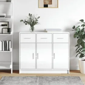 Hochglanzweißes Sideboard aus Holzwerkstoff, 91 x 28 x 75 cm von vidaXL, Sideboards - Ref: Foro24-823010, Preis: 129,47 €, Ra...