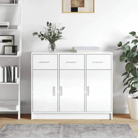 Aparador madera de ingeniería blanco brillante 91x28x75 cm de vidaXL, Aparadores - Ref: Foro24-823010, Precio: 129,47 €, Desc...