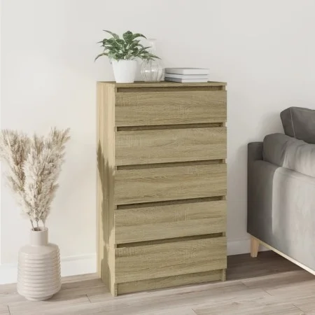 Cajonera de madera contrachapada roble Sonoma 60x36x103 cm de vidaXL, Cajoneras - Ref: Foro24-823019, Precio: 97,08 €, Descue...