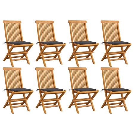 Sillas de jardín 8 uds teca maciza con cojines gris antracita en Sillas de jardín | Comprar online en Foru.es