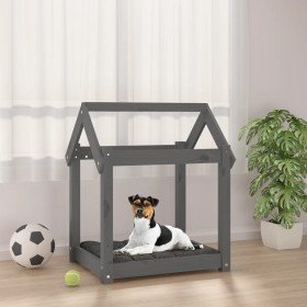Cama para perros madera maciza de pino gris 61x50x70 cm en Camas para perros | Comprar online en Foru.es