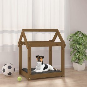 Cama para perros madera maciza pino marrón miel 61x50x70 cm en Camas para perros | Comprar online en Foru.es