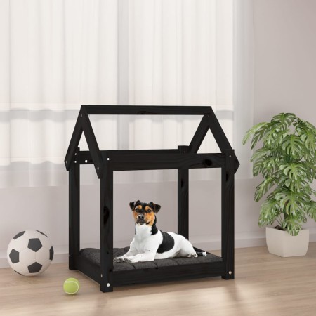 Cama para perros madera maciza de pino negro 61x50x70 cm en Camas para perros | Comprar online en Foru.es