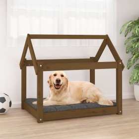 Cama para perros madera maciza pino marrón miel 81x60x70 cm en Camas para perros | Comprar online en Foru.es