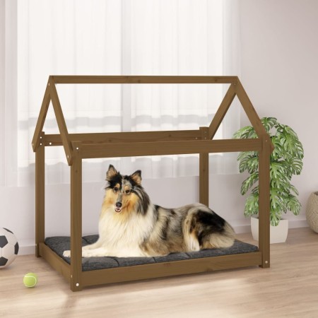 Cama para perros madera maciza pino marrón miel 101x70x90 cm en Camas para perros | Comprar online en Foru.es