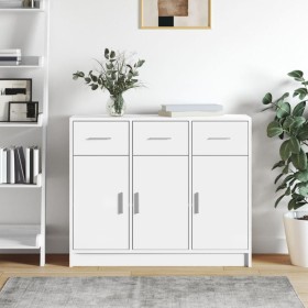 Aparador de madera de ingeniería blanco 91x28x75 cm de vidaXL, Aparadores - Ref: Foro24-823008, Precio: 116,78 €, Descuento: %