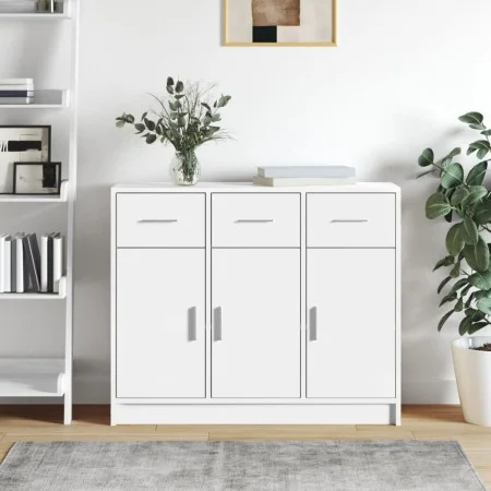 Aparador de madera de ingeniería blanco 91x28x75 cm de vidaXL, Aparadores - Ref: Foro24-823008, Precio: 112,46 €, Descuento: %