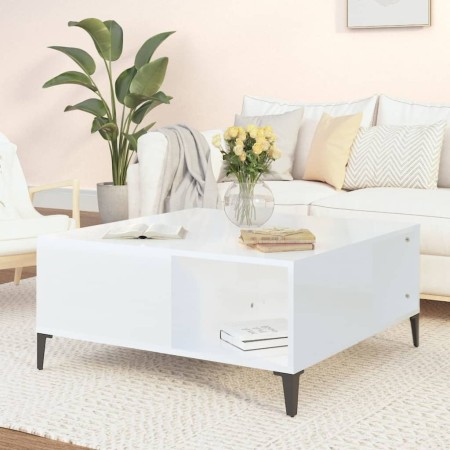 Mesa de centro madera contrachapada blanco brillo 80x80x36,5 cm de vidaXL, Mesas de centro - Ref: Foro24-821102, Precio: 77,9...