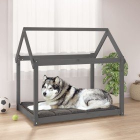 Cama para perros madera maciza de pino gris 111x80x100 cm en Camas para perros | Comprar online en Foru.es