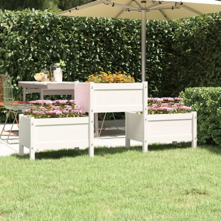 Jardinera de madera de pino maciza blanca 178,5x44x75 cm en Macetas y jardineras | Comprar online en Foru.es