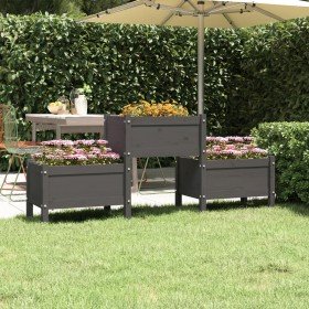Jardinera de madera de pino maciza gris 178,5x44x75 cm en Macetas y jardineras | Comprar online en Foru.es