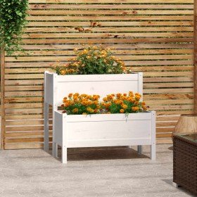 Jardinera madera maciza de pino blanco 84,5x84x75 cm en Macetas y jardineras | Comprar online en Foru.es