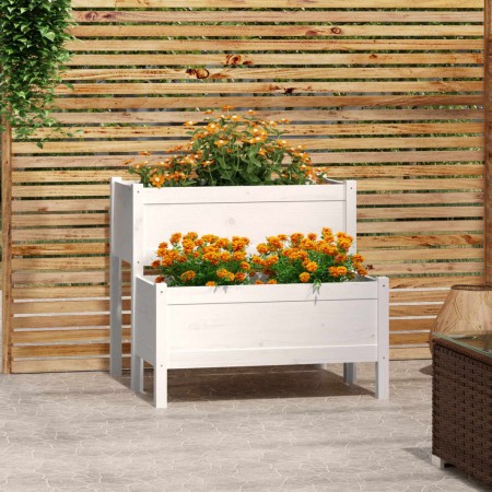 Jardinera madera maciza de pino blanco 84,5x84x75 cm en Macetas y jardineras | Comprar online en Foru.es