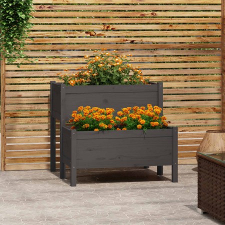 Jardinera de madera maciza de pino gris 84,5x84x75 cm en Macetas y jardineras | Comprar online en Foru.es