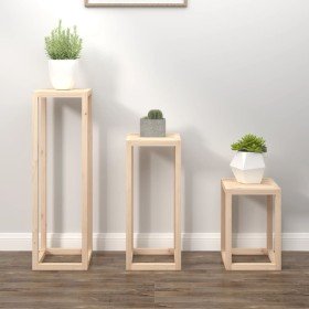 Set de soportes para plantas 3 piezas madera maciza de pino en Soportes para macetas | Comprar online en Foru.es