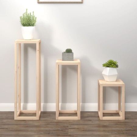 Set de soportes para plantas 3 piezas madera maciza de pino en Soportes para macetas | Comprar online en Foru.es