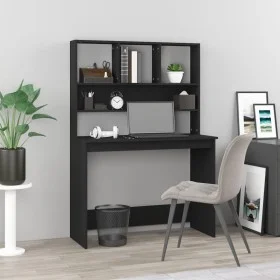 Escritorio con estantes madera contrachapada negro 102x45x148cm de vidaXL, Escritorios - Ref: Foro24-823001, Precio: 76,91 €,...