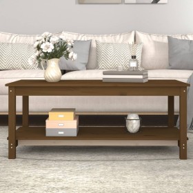 Mesa de centro madera maciza de pino marrón miel 110x55x45 cm en Mesas de centro | Comprar online en Foru.es