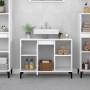 Armario de lavabo madera contrachapada blanco brillo 80x33x60cm de vidaXL, Tocadores de baño - Ref: Foro24-821294, Precio: 63...
