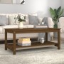 Mesa de centro madera maciza de pino marrón miel 110x55x45 cm en Mesas de centro | Comprar online en Foru.es