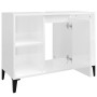 Armario de lavabo madera contrachapada blanco brillo 80x33x60cm de vidaXL, Tocadores de baño - Ref: Foro24-821294, Precio: 63...