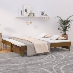 Sofá cama extraíble madera maciza pino marrón miel 2x(90x190)cm de vidaXL, Camas y somieres - Ref: Foro24-823392, Precio: 124...