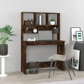 Escritorio de estantes contrachapada roble ahumado 102x45x148cm de vidaXL, Escritorios - Ref: Foro24-823005, Precio: 77,74 €,...