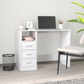 Escritorio con cajones contrachapada blanco brillo 102x50x76cm de vidaXL, Escritorios - Ref: Foro24-823034, Precio: 118,39 €,...