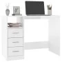 Escritorio con cajones contrachapada blanco brillo 102x50x76cm de vidaXL, Escritorios - Ref: Foro24-823034, Precio: 116,34 €,...