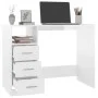 Escritorio con cajones contrachapada blanco brillo 102x50x76cm de vidaXL, Escritorios - Ref: Foro24-823034, Precio: 116,34 €,...