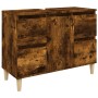 Armario de lavabo madera contrachapada roble ahumado 80x33x60cm de vidaXL, Tocadores de baño - Ref: Foro24-821273, Precio: 69...