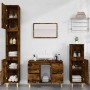 Armario de lavabo madera contrachapada roble ahumado 80x33x60cm de vidaXL, Tocadores de baño - Ref: Foro24-821273, Precio: 69...