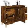 Armario de lavabo madera contrachapada roble ahumado 80x33x60cm de vidaXL, Tocadores de baño - Ref: Foro24-821273, Precio: 69...