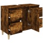 Armario de lavabo madera contrachapada roble ahumado 80x33x60cm de vidaXL, Tocadores de baño - Ref: Foro24-821273, Precio: 69...