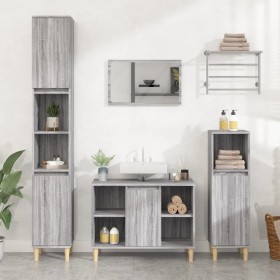 Armario de lavabo madera contrachapada gris Sonoma 80x33x60 cm de vidaXL, Tocadores de baño - Ref: Foro24-821290, Precio: 60,...