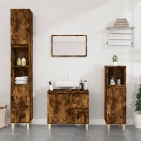 Armario de baño madera contrachapada roble ahumado 30x30x190 cm de vidaXL, Tocadores de baño - Ref: Foro24-819793, Precio: 72...